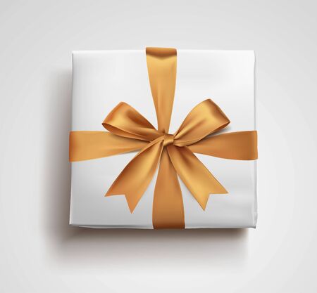a gold gift box bow 3d styleのイラスト素材