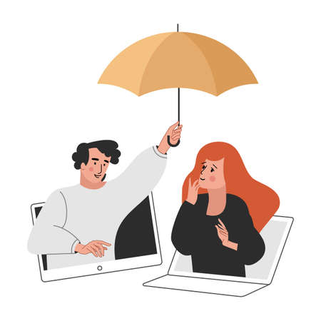 vector flat style modern illustration internet careのイラスト素材