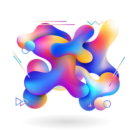 Colorful posters with liquid abstract shapes and geometric elements. Abstract design for cards, invitations, packaging, mobile ui etc. Vector illustration.のイラスト素材