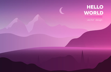 Polygonal landscape vector illustration. Modern design template for web-bannerのイラスト素材