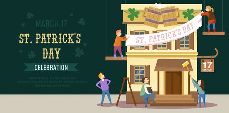 Happy Patrick's day illustration for banner, invitations,advertising etc. Happy Patrick's day cartoon vector poster.のイラスト素材