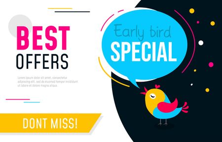 Early bird special flyer or banner design template. Early bird discount promotion. Vector illustrationのイラスト素材