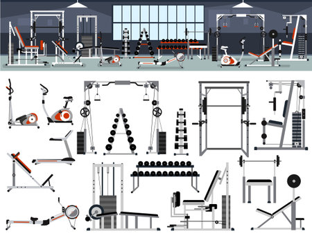 Vector of Gym interior builder. Fitness - ID:1-126607424 - Royalty Free ...