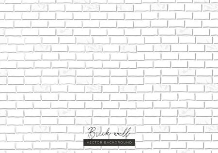 White brick wall endless texture background vector illustration. Repeatable minimal whitey painted brick wall seamless pattern flat style concept. Empty place for textのイラスト素材