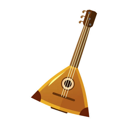 Balalaika colorful cartoon icon isolated on white background. Wooden string musical instrument Balalaika flat style vector illustration.のイラスト素材