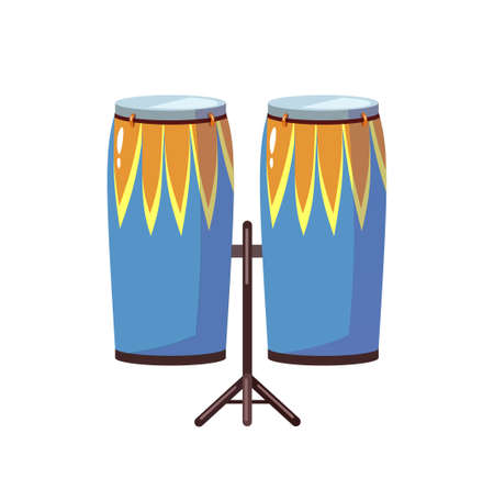 Conga icon isolated on white background. Cartoon conga drum musical instrument Flat style vector illustration.のイラスト素材