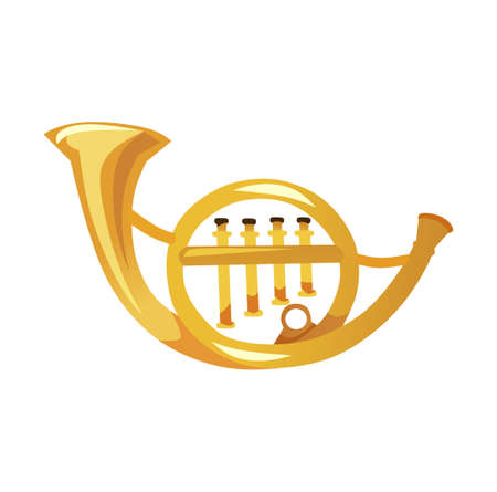 Waldhorn cartoon icon isolated on white background. Colorful musical instrument Flat style vector illustration.のイラスト素材