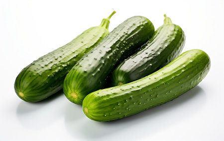 Isolated Green Cucumbers on White Backgroundの写真素材