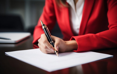 Woman Writing on Paper Up Close