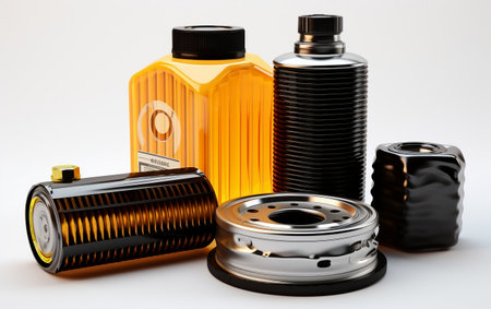 Photo: Car Oil Filters and Motor Oil Canの写真素材