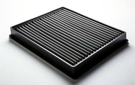Isolated Carbon Car Air Filter on White Backgroundの写真素材