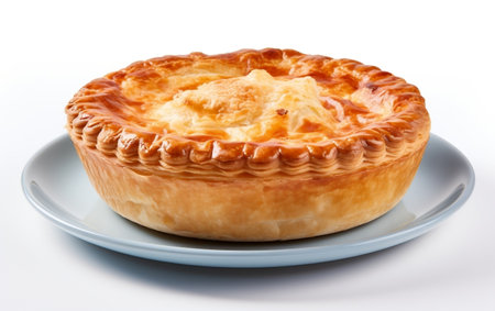 Isolated Small Baked Pie on White Backgroundの写真素材