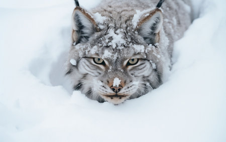 Aerial Portrait: Arctic Bear Hunting in Snowの素材