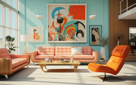 "Interior Design of a Retro Living Room"の素材