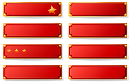 "Set of Simple Blank Red Banner Sticker Vector Clipart"の素材