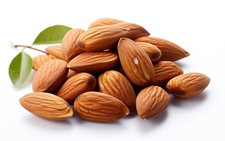 : "Almonds on a White Background in a Photo"の写真素材