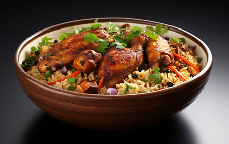 "Chicken Biryani on White Background"の写真素材