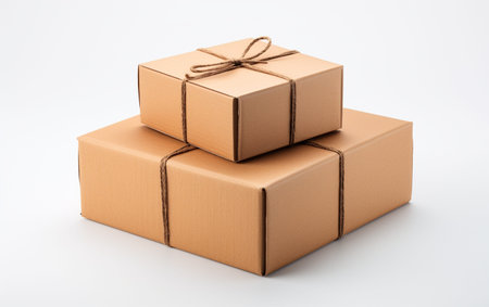 Plain Cardboard Boxes for Delivery on a White Background