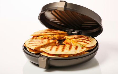Electric Quesadilla Maker Against a White Backgroundの写真素材