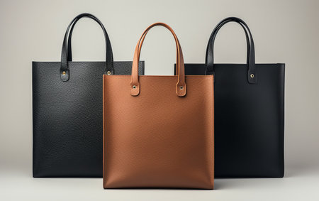 "Shopping Black Bag Against a White Background"の写真素材