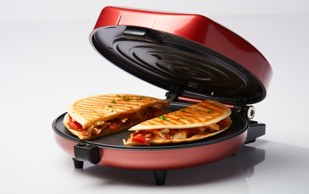 Electric Quesadilla Maker Against a White Backgroundの写真素材