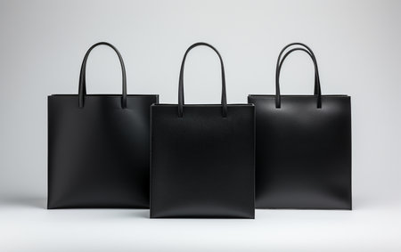 "Shopping Black Bag Against a White Background"の写真素材