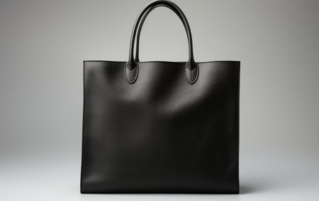 "Shopping Black Bag Against a White Background"の写真素材