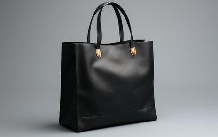 "Shopping Black Bag Against a White Background"の写真素材