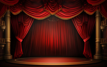 "Luxurious Red Velvet Theater Concept"の写真素材