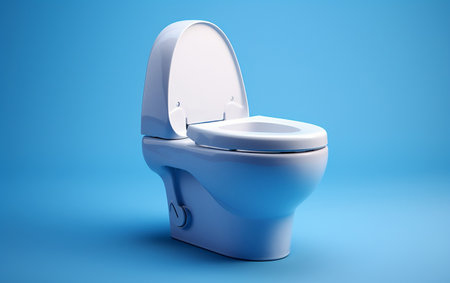 "White Toilet Bowl with Lid Mockup"の写真素材