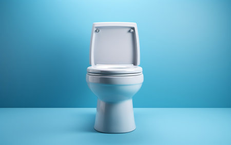 "White Toilet Bowl with Lid Mockup"の写真素材