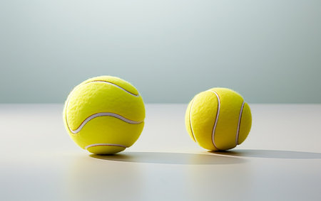 "Pair of Fresh Tennis Balls on a White Surface"の写真素材