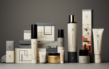 Packaging for a Line of Skincare Cosmetics Productsの写真素材
