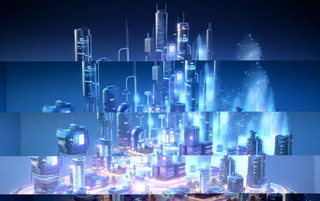 "Website Featuring a 3D Isometric Ultraviolet Metropolis"の写真素材