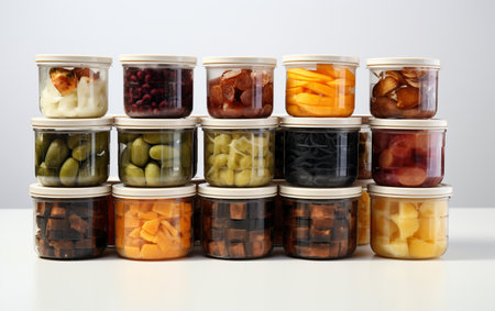 "Food Storage Containers Against a White Background"の写真素材