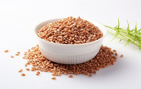 "Farro Against a White BackGROUNDの写真素材