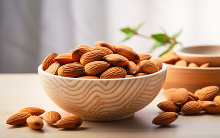 "Bowl of Almonds on a White Background"の写真素材