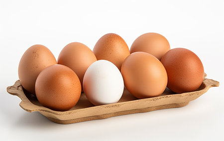 Eggs in a White Background Egg Tray"の写真素材