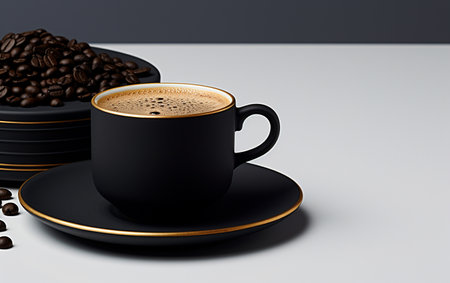 A black Coffee Mug on a White Backgroundの写真素材