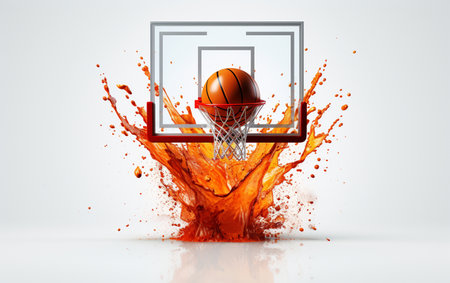 Basketball Goal Backdrop on a Pure White Backgroundの写真素材