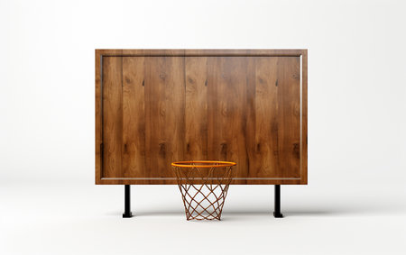 Basketball Goal Backdrop on a Pure White Backgroundの写真素材