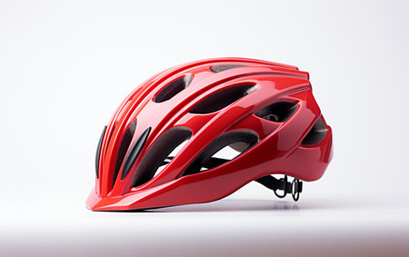 cycling Helmet against a White Backgroundの写真素材