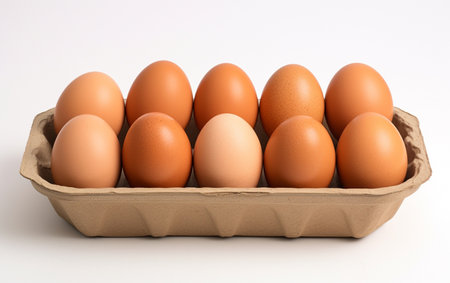 Eggs in a White Background Egg Tray"の素材