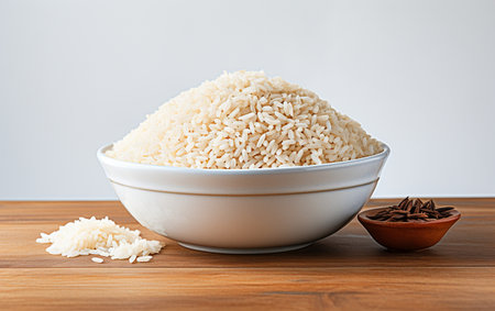 "Healthy Brown Rice in a White Dish"の素材