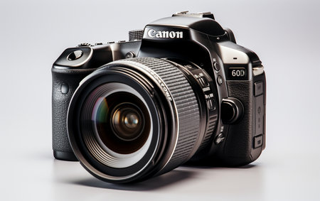 "Film Camera Displayed Isolated on a White Background"の素材