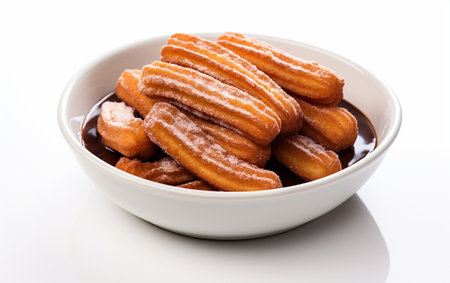 Sweet dish churros on the white backgroundの素材
