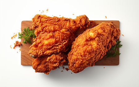 Fried chicken on the white backgroundの素材