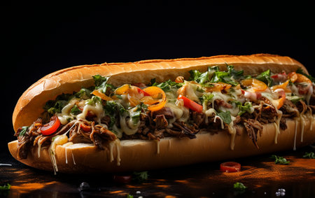 Philly Cheesesteak Fast Food on a Clean White Backgroundの素材