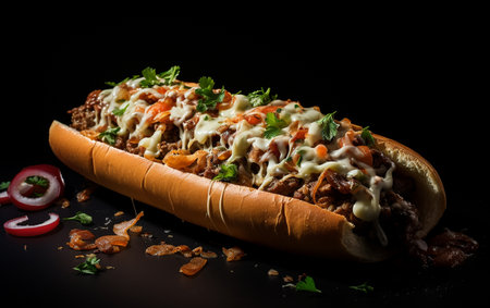 Philly Cheesesteak Fast Food on a Clean White Backgroundの素材