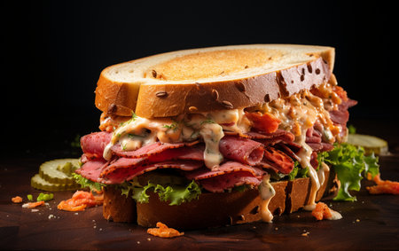 Reuben sandwich fast food on the white backgroundの素材